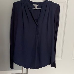H&M dark blue blouse 2 tone vneck